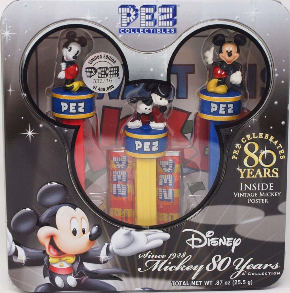 Disney Mickey Mouse 80th Anniversary PEZ Collectibles Limited Edition Tin Set